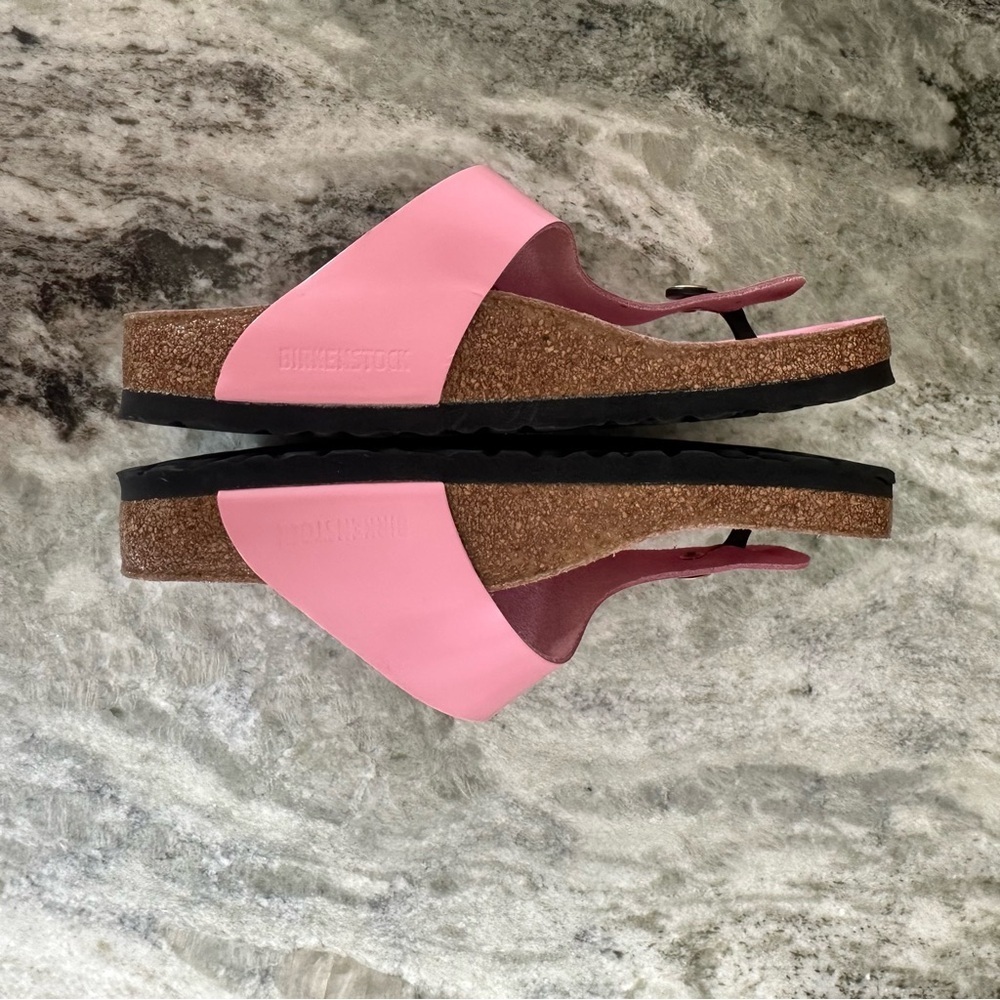 BIRKENSTOCK WOMENS GIZEH BIG BUCKLE NATURAL LEATHER PATENT SANDALS 38/7 - Picture 5 of 9